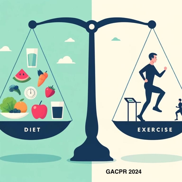 Explore the balance between diet and exercise with our engaging illustration, depicting the harmony of healthy eating and physical activity for a holistic approach to wellness